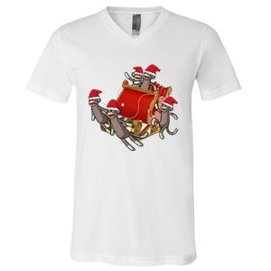 Sock Monkeys Take Over Christmas Funny Sock Monkey V-Neck T-Shirt