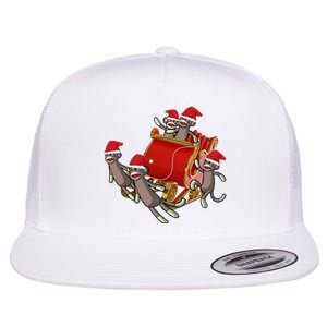 Sock Monkeys Take Over Christmas Funny Sock Monkey Flat Bill Trucker Hat