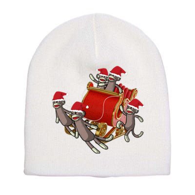 Sock Monkeys Take Over Christmas Funny Sock Monkey Short Acrylic Beanie