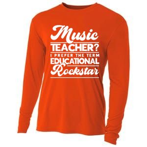 Sarcastic Music Teacher Educational Rockstar Funny Gift Cooling Performance Long Sleeve Crew