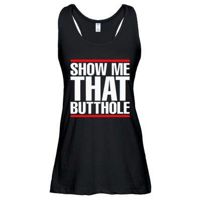 Show Me That Butthole Or  Vintage Funny Ladies Essential Flowy Tank