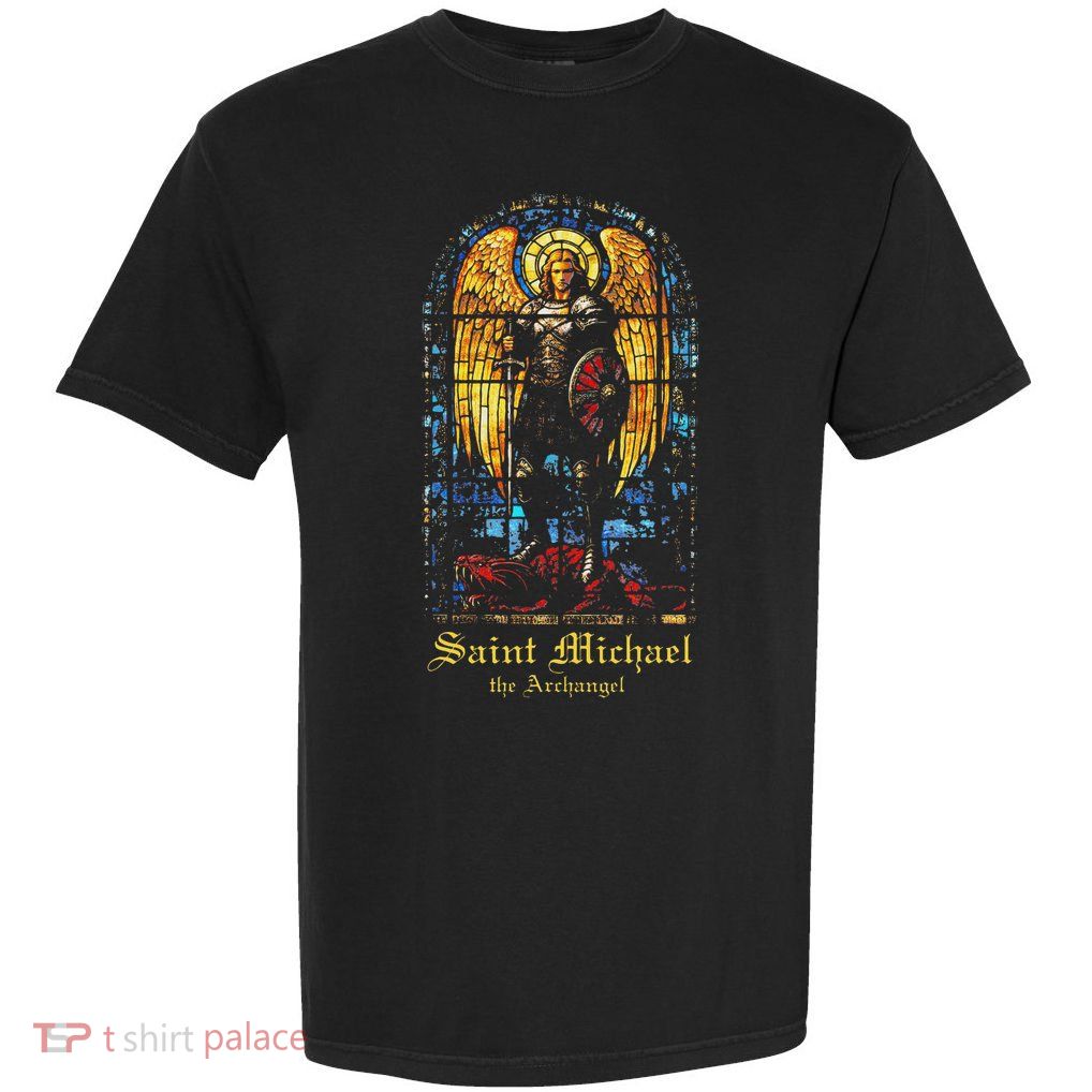 Saint Michael The Archangel St. Michael Stained Glass Garment-Dyed Heavyweight T-Shirt