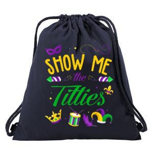 Show Me The Titties Funny Mardi Gras Costume Outfit 2024 Drawstring Bag