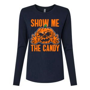 Show Me The Candy Scary Halloween Womens Cotton Relaxed Long Sleeve T-Shirt