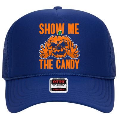 Show Me The Candy Scary Halloween High Crown Mesh Back Trucker Hat