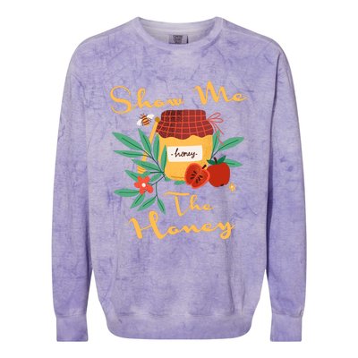 Show Me The Honey Rosh Hashanah Apple Honey Jewish Shofar Colorblast Crewneck Sweatshirt