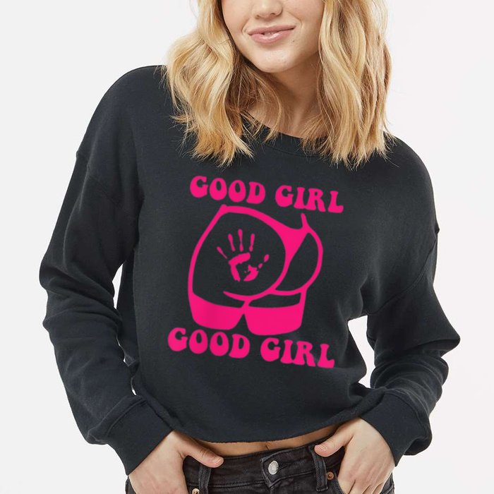 Spank Me That's The Only Way I Learn Funny Saying Cropped Pullover Crew