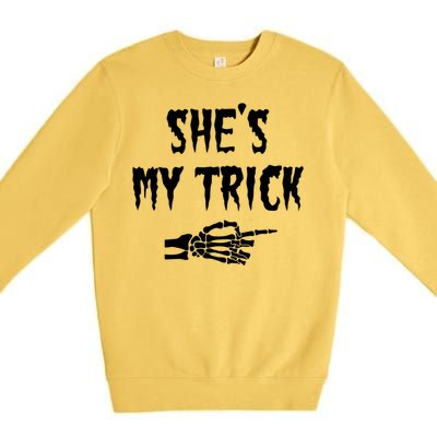 She’S My Trick Matching Couples Halloween Gift Premium Crewneck Sweatshirt