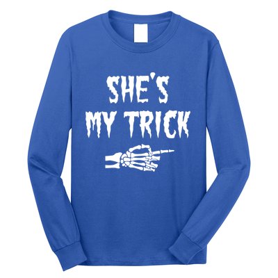 She’S My Trick Matching Couples Halloween Gift Long Sleeve Shirt