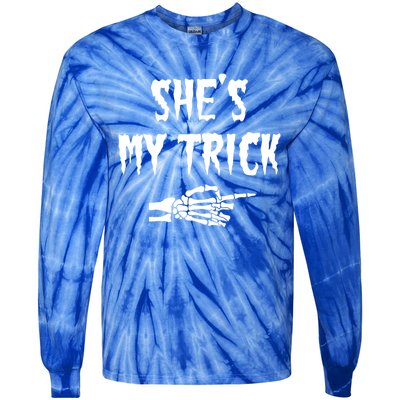 She’S My Trick Matching Couples Halloween Gift Tie-Dye Long Sleeve Shirt