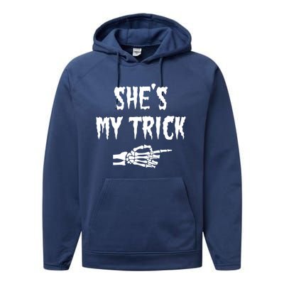 She’S My Trick Matching Couples Halloween Gift Performance Fleece Hoodie