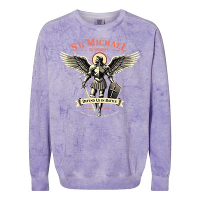 Saint Michael The Archangel Prayer Catholic Christian Pastor Cool Gift Colorblast Crewneck Sweatshirt