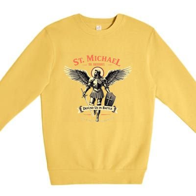 Saint Michael The Archangel Prayer Catholic Christian Pastor Cool Gift Premium Crewneck Sweatshirt