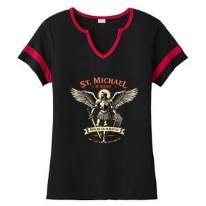 Saint Michael The Archangel Prayer Catholic Christian Pastor Cool Gift Ladies Halftime Notch Neck Tee