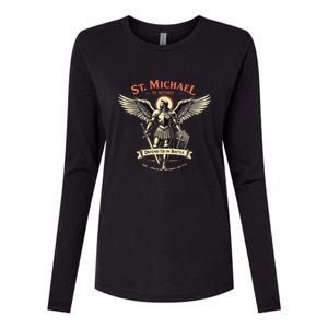 Saint Michael The Archangel Prayer Catholic Christian Pastor Cool Gift Womens Cotton Relaxed Long Sleeve T-Shirt