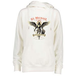 Saint Michael The Archangel Prayer Catholic Christian Pastor Cool Gift Womens Funnel Neck Pullover Hood