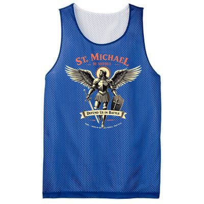 Saint Michael The Archangel Prayer Catholic Christian Pastor Cool Gift Mesh Reversible Basketball Jersey Tank