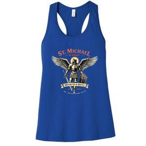 Saint Michael The Archangel Prayer Catholic Christian Pastor Cool Gift Women's Racerback Tank