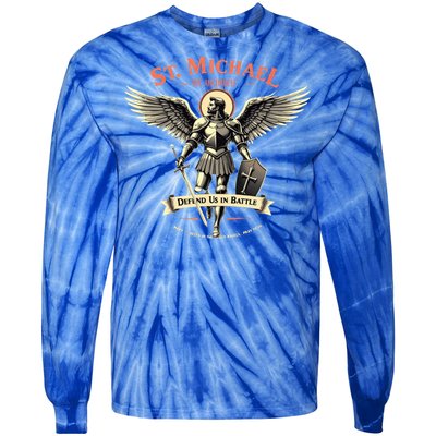 Saint Michael The Archangel Prayer Catholic Christian Pastor Cool Gift Tie-Dye Long Sleeve Shirt