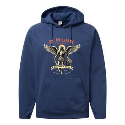 Saint Michael The Archangel Prayer Catholic Christian Pastor Cool Gift Performance Fleece Hoodie