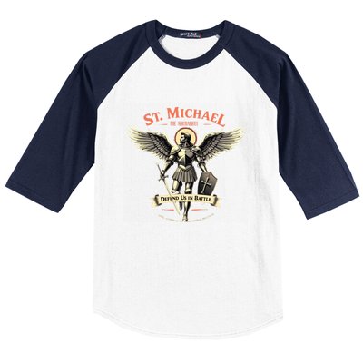 Saint Michael The Archangel Prayer Catholic Christian Pastor Cool Gift Baseball Sleeve Shirt