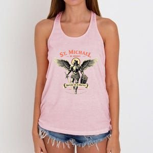 Saint Michael The Archangel Prayer Catholic Christian Pastor Cool Gift Women's Knotted Racerback Tank