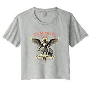 Saint Michael The Archangel Prayer Catholic Christian Pastor Cool Gift Women's Crop Top Tee