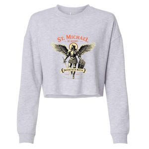 Saint Michael The Archangel Prayer Catholic Christian Pastor Cool Gift Cropped Pullover Crew