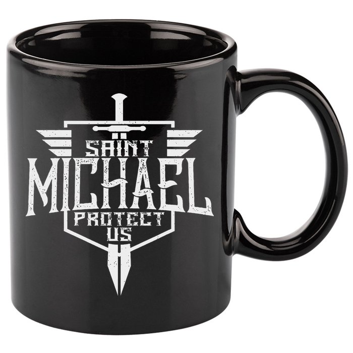 Saint Michael The Archangel Protect Us Catholic 11oz C Handle Ceramic Mug