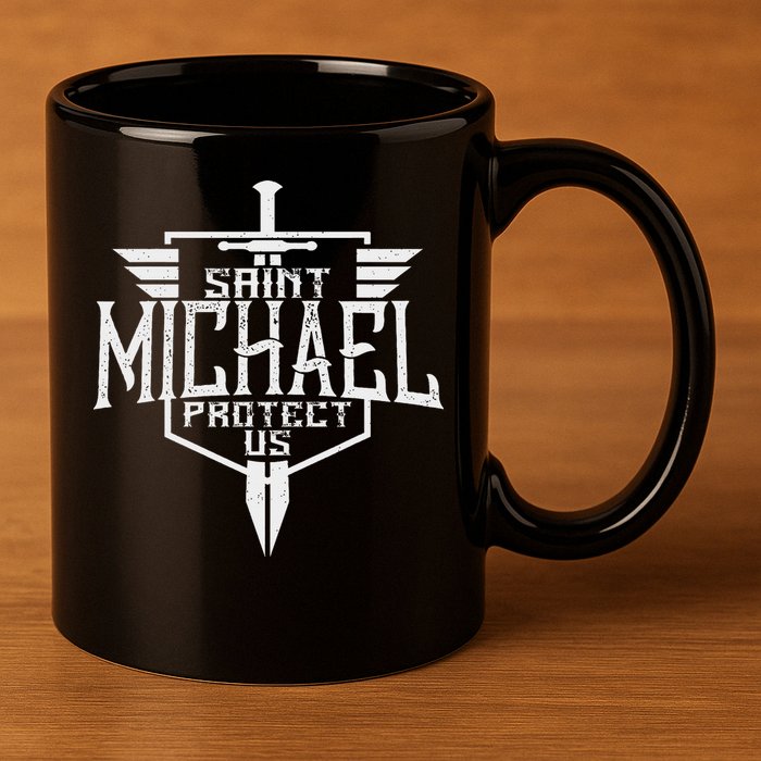 Saint Michael The Archangel Protect Us Catholic 11oz C Handle Ceramic Mug