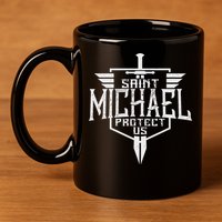 Saint Michael The Archangel Protect Us Catholic 11oz C Handle Ceramic Mug