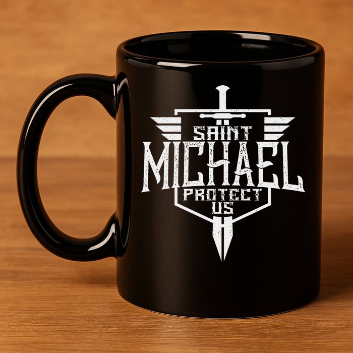 Saint Michael The Archangel Protect Us Catholic 11oz C Handle Ceramic Mug