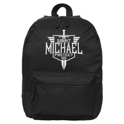 Saint Michael The Archangel Protect Us Catholic 16 in Basic Backpack