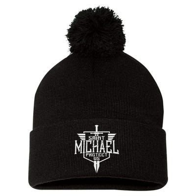 Saint Michael The Archangel Protect Us Catholic Pom Pom 12in Knit Beanie