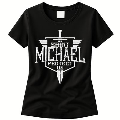 Saint Michael The Archangel Protect Us Catholic Womens T-Shirt