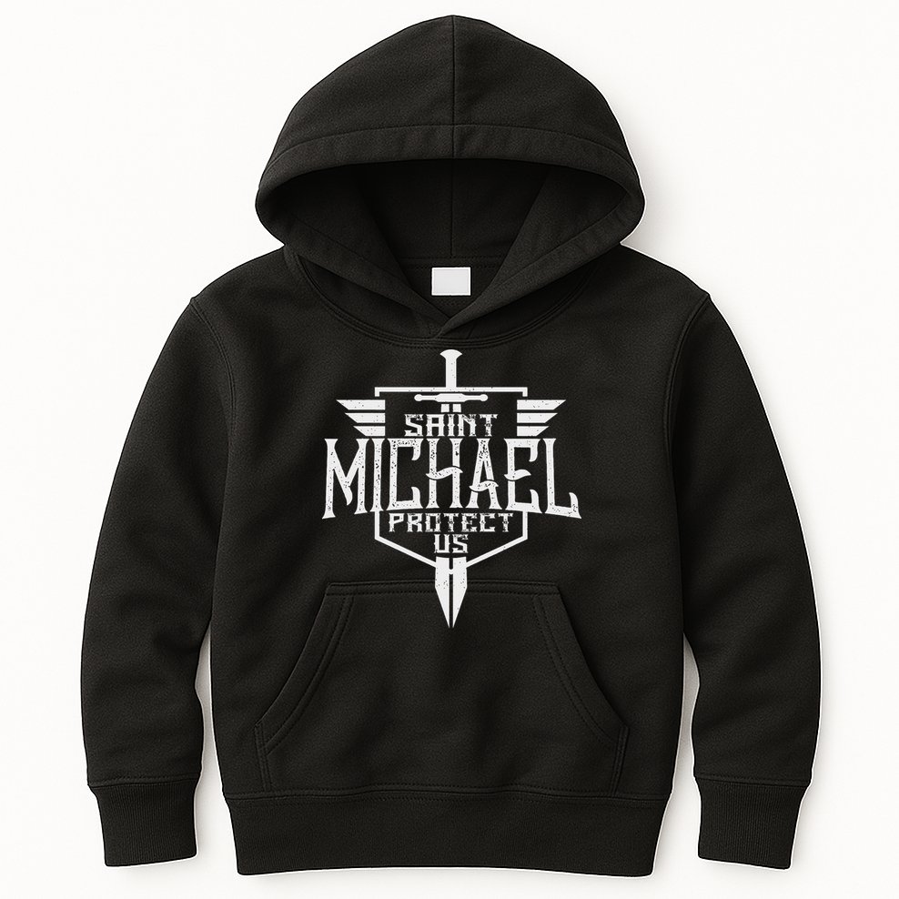 Saint Michael The Archangel Protect Us Catholic Kids Hoodie