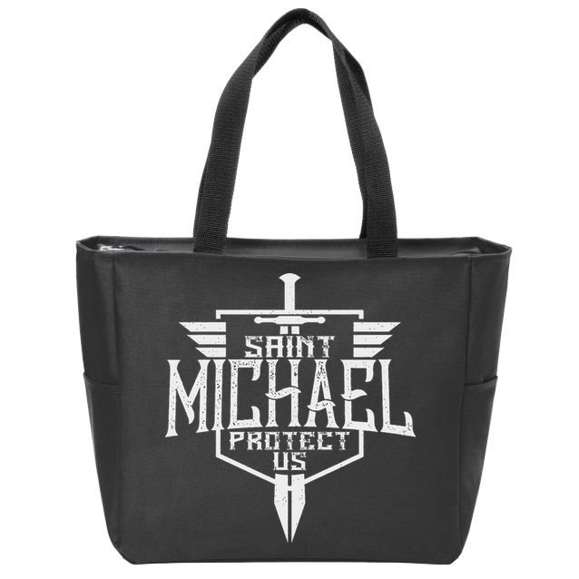 Saint Michael The Archangel Protect Us Catholic Zip Tote Bag