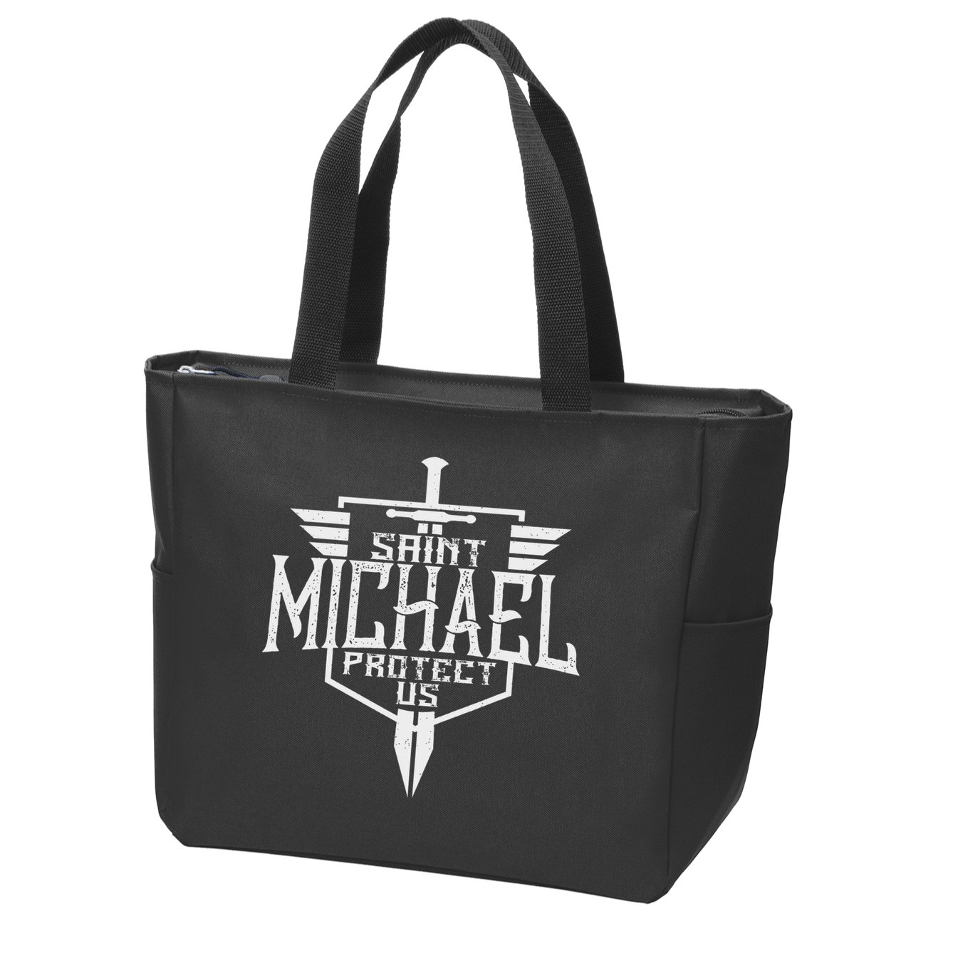 Saint Michael The Archangel Protect Us Catholic Zip Tote Bag