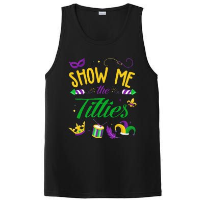 Show Me The Titties Funny Mardi Gras Gift PosiCharge Competitor Tank