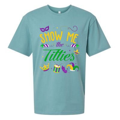 Show Me The Titties Funny Mardi Gras Gift Sueded Cloud Jersey T-Shirt