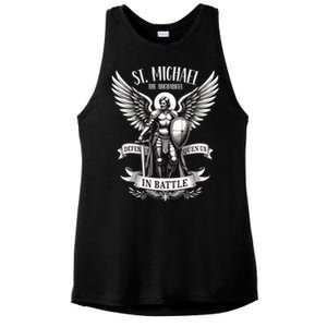 Saint Michael The Archangel Prayer Catholic Christian Pastor Gift Ladies PosiCharge Tri-Blend Wicking Tank