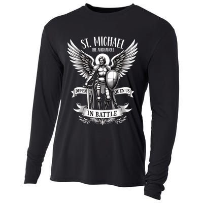 Saint Michael The Archangel Prayer Catholic Christian Pastor Gift Cooling Performance Long Sleeve Crew