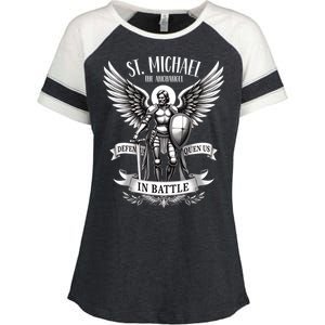 Saint Michael The Archangel Prayer Catholic Christian Pastor Gift Enza Ladies Jersey Colorblock Tee