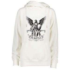 Saint Michael The Archangel Prayer Catholic Christian Pastor Gift Womens Funnel Neck Pullover Hood