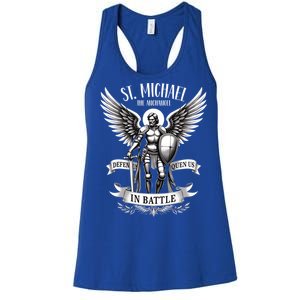 Saint Michael The Archangel Prayer Catholic Christian Pastor Gift Women's Racerback Tank