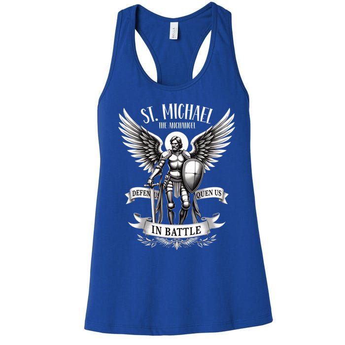 Saint Michael The Archangel Prayer Catholic Christian Pastor Gift Women's Racerback Tank