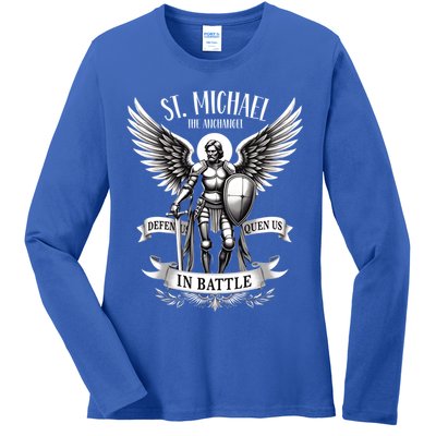 Saint Michael The Archangel Prayer Catholic Christian Pastor Gift Ladies Long Sleeve Shirt