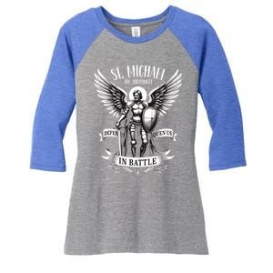 Saint Michael The Archangel Prayer Catholic Christian Pastor Gift Women's Tri-Blend 3/4-Sleeve Raglan Shirt