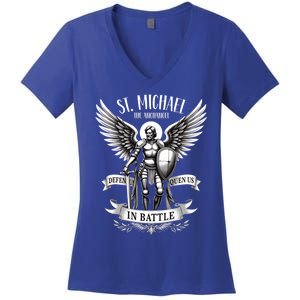 Saint Michael The Archangel Prayer Catholic Christian Pastor Gift Women's V-Neck T-Shirt