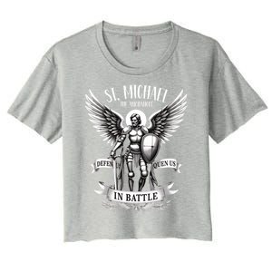 Saint Michael The Archangel Prayer Catholic Christian Pastor Gift Women's Crop Top Tee